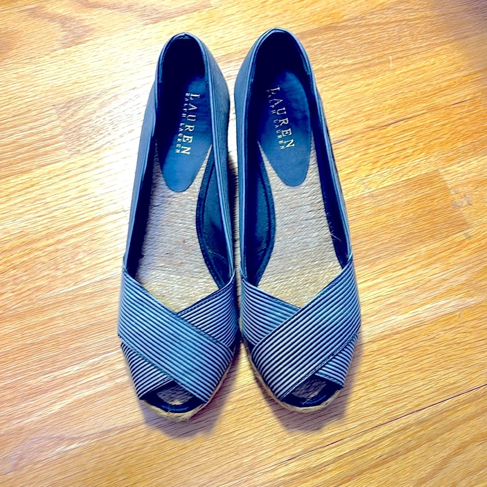 Ralph Lauren Navy Striped Espadrilles